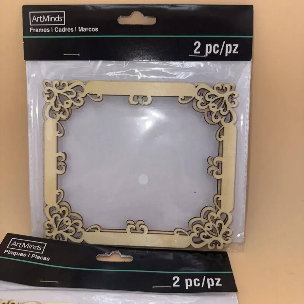 Art Minds wood craft frames lot of 6 small 5x6” NEW Lightweight Laser Cut